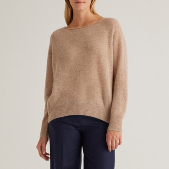 Women's Mongolian Cashmere Boatneck Sweater In Oatmeal - Picture 1 of 3
